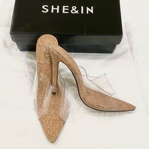 Clear Cork Mule Heel sz 8.5/9